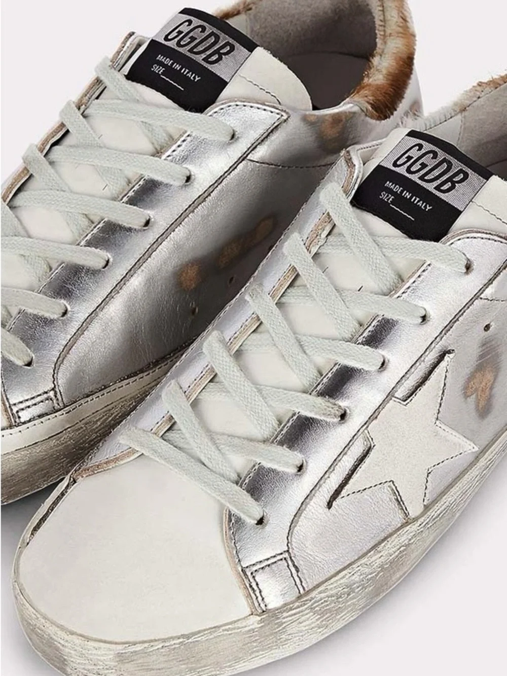 GOLDEN GOOSE Sneakers Superstar - Silver Leather / Pony Hair Size 37 - Picture 2 of 9